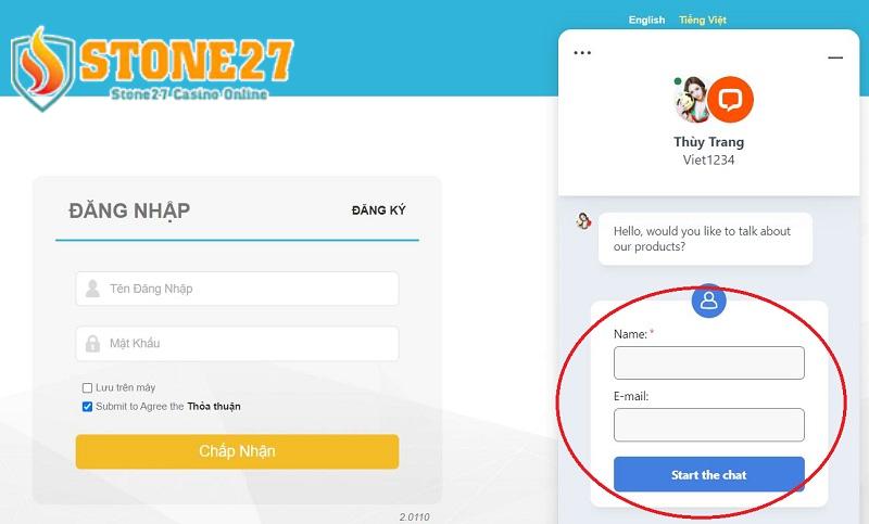 Chat với chuyên viên và yêu cầu tham gia đại lý Stone27
